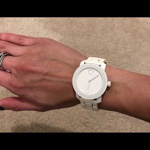 movado bold white ceramic